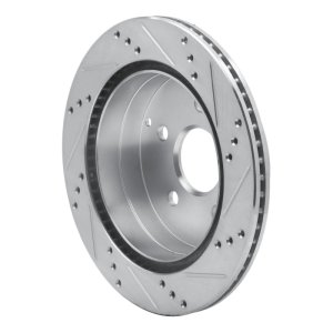Chevrolet Equinox Brake Rotor (1) - Rear Left - R1 Concepts - Drilled & Slotted - Silver - `10-`17